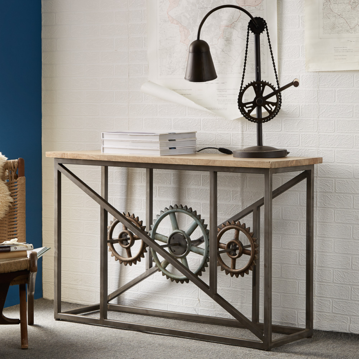 cortex-london-camden-evoke-console-table-with-wheels-solid-wood-aged-metal