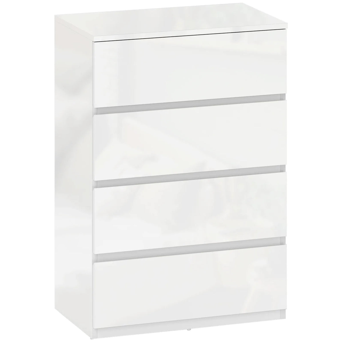 HOMCOM High Gloss Chest of Drawers, 4-Drawer Storage Cabinets, Modern Dresser for Bedroom, White