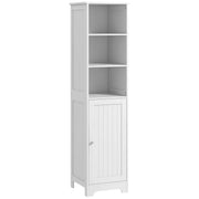 HOMCOM Slim Bathroom Storage Cabinet, Tall Bathroom Cabinet with 3 Open Shelves and Adjustable Shelf, White