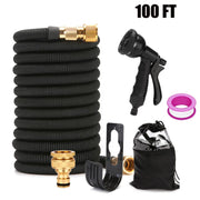 Heavy Duty Expandable Garden Hose Pipe Spray Gun Flexible Expanding Stretch Pipe-100ft with Spray Gun & Kit