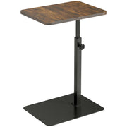 HOMCOM C Shaped Side Table, Small End Table with Adjustable Height and Metal Base for Living Room, Bedroom, Rustic Brown