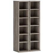 HOMCOM Set of 2 CD Media Display Shelf Unit Tower Rack with Adjustable Shelves, Distressed Grey
