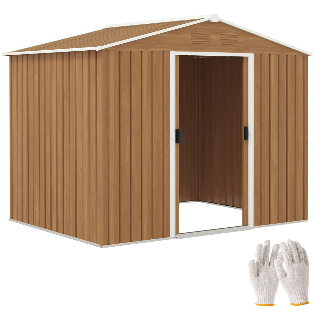 cortex-london-windsor-8-x-6ft-garden-storage-shed-double-door-chocolate-wood-effect