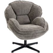 HOMCOM Modern Wingback Accent Chair, Velvet Armchair with Four-Star Base, S-Springs, Swivel, Grey