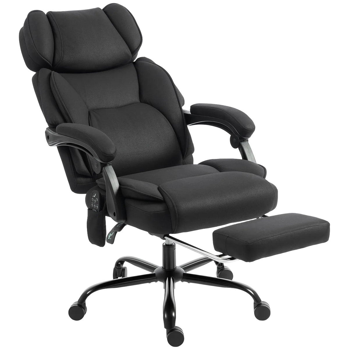 HOMCOM High Back Vibration Massage Office Chair Heated Reclining Computer Chair w/ Adjustable Height, Swivel Wheels, Black