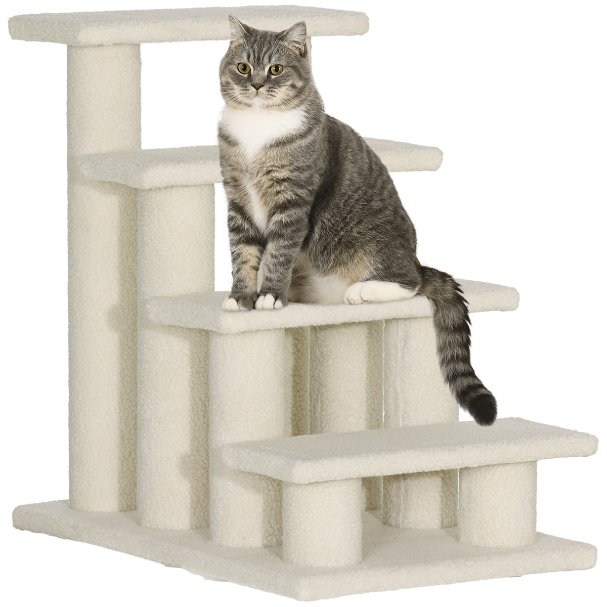 Pet Ramp Stairs 4 Steps Cat Tree Ladder Safety Steps Climbing Frame Brown