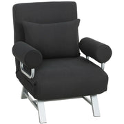 HOMCOM Single Sofa Bed, 3-in-1 Convertible Folding Chair Bed with Adjustable Backrest, Removable Armrests, Black