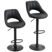 HOMCOM Set of Two Faux Leather Bar Stools - Black