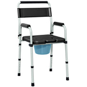 HOMCOM Commode Chair for Elderly with Arms and Back, Lightweight Non-Slip Commode w/ Removable Bucket, Height Adjustable, Black