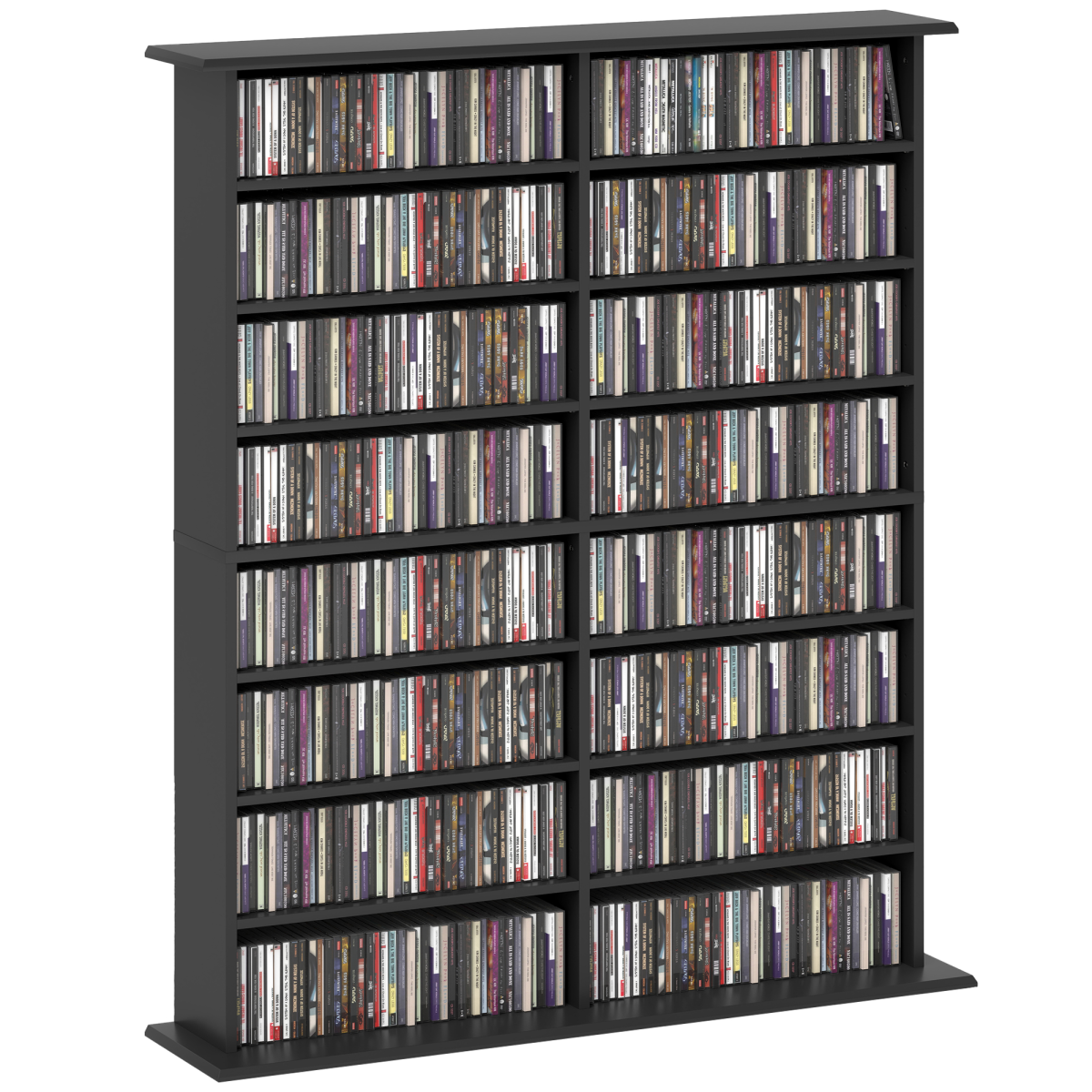 HOMCOM CD Storage Unit DVD Tower Blu-ray Storage Shelf for Office, Black