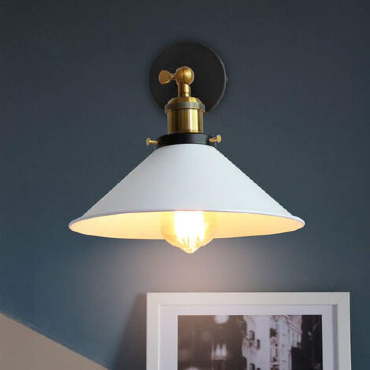 cortex-london-york-vintage-yellow-brass-kitchen-wall-lamp-e27-metal-cone-shade
