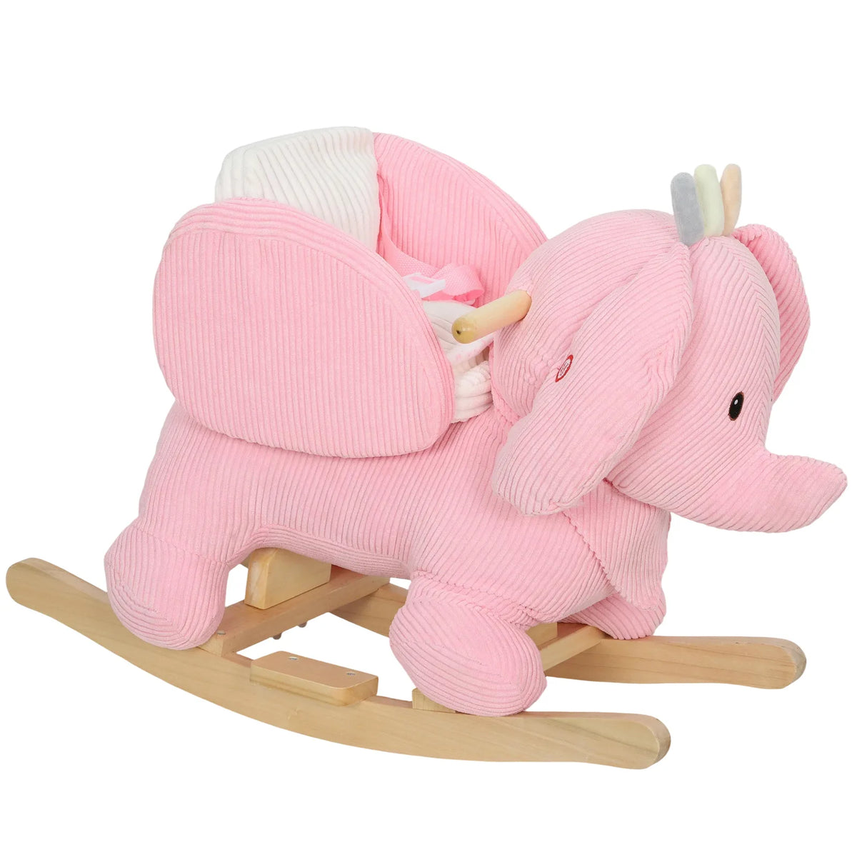AIYAPLAY Kids Rocking Horse, Baby Ride on Elephant Rocker with Safety Belt and Sound for Toddlers 18 to 36 Months, Pink