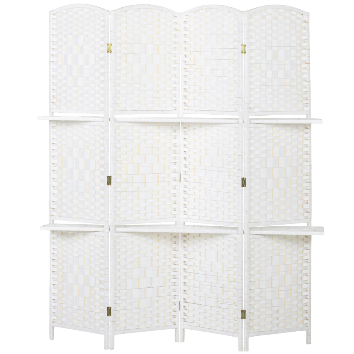 HOMCOM Freestanding Privacy Screen, 4 Panel Folding Room Divider for Living Room, Bedroom and Office, 160 x 170cm, White