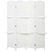 HOMCOM Freestanding Privacy Screen, 4 Panel Folding Room Divider for Living Room, Bedroom and Office, 160 x 170cm, White