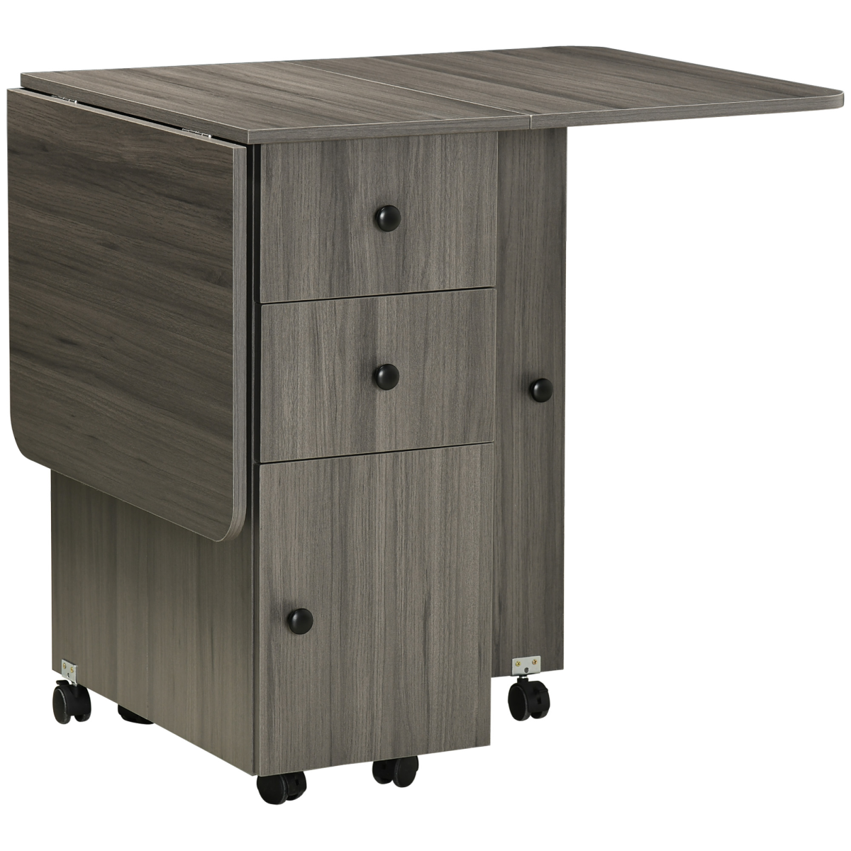 cortex-london-homcom-folding-dining-table-drop-leaf-storage-drawers-grey