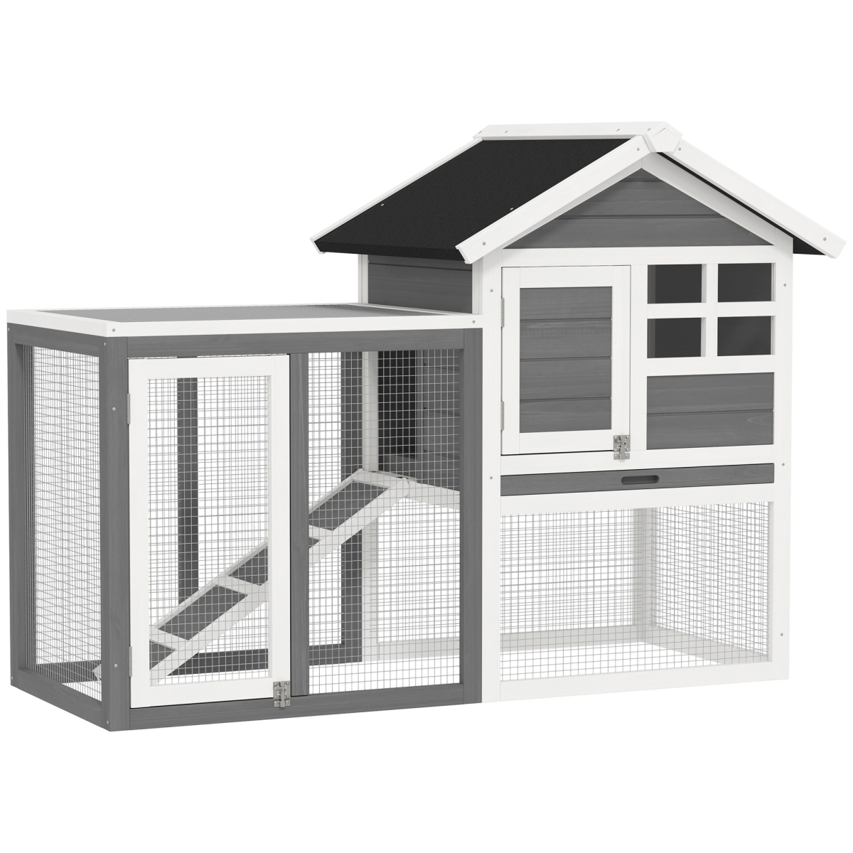 cortex-london-windsor-122cm-wooden-rabbit-hutch-run-tray-ladder-pawhut