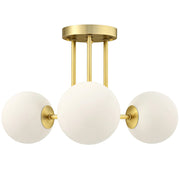 HOMCOM LED Ceiling Light with Globe Shades, Modern 3-Light Ceiling Light with G9 Sockets for Living Room, Bedroom, Dining Room, Bulbs Not Included, Gold Tone