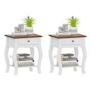 HOMCOM Bedside Tables Set of 2, Bedside Cabinets with Drawer, Shelf, White