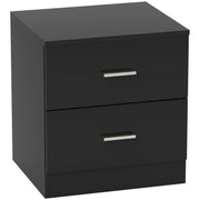 HOMCOM Modern Bedside Table, Beside Cabinet with 2 Drawers, for Bedroom, Living Room, Black