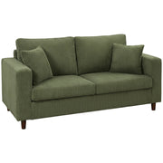 HOMCOM Loveseat Sofa with Wide Seat, Corduroy 2 Seater Couch with Deep Seat, Spring Cushion, Green