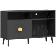 HOMCOM Record Player Stand, Vinyl Record Holder with Storage Holds Up to 300 Albums with Flip-Top Compartment, Black