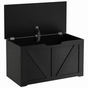 HOMCOM 100L Home Storage Box, with Safety Hinge - Black Wood-Effect