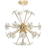 HOMCOM Crystal Chandeliers Ceiling Light with Flower, Modern Pendant Light with Adjustable Height, Ceiling Plate, Clear
