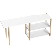 HOMCOM Computer Desk with Storage Shelves Modern Writing Desk Bamboo Frame for Home Office 150 cm White and Oak