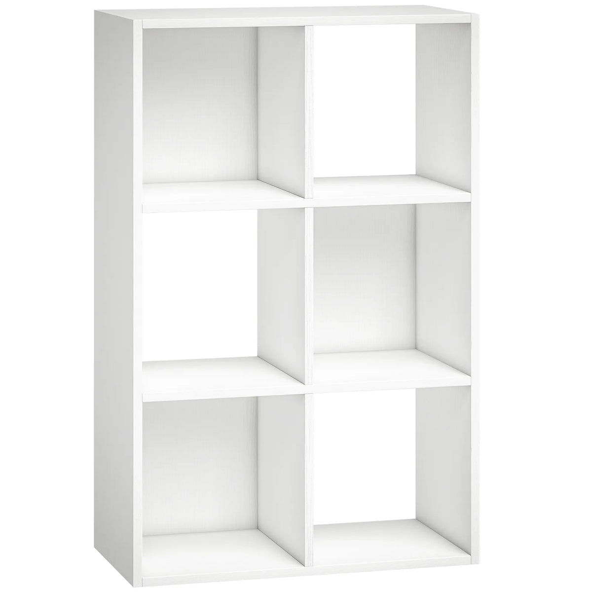 HOMCOM Industrial Style Storage Shelf, Bookcase, Bookshelf with 6 Compartments, for Living Room, Home Study, White Wood Effect