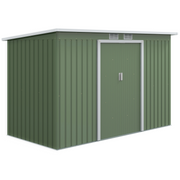 cortex-london-windsor-green-corrugated-metal-shed-9ft-by-4-point-25ft-with-foundation-ventilation-windows-and-lockable-double-doors