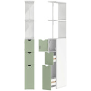 HOMCOM Slim Bathroom Storage Cabinet, Tall Bathroom Floor Cabinet with 2-Tier Shelf and 2 Drawers, White and Light Green