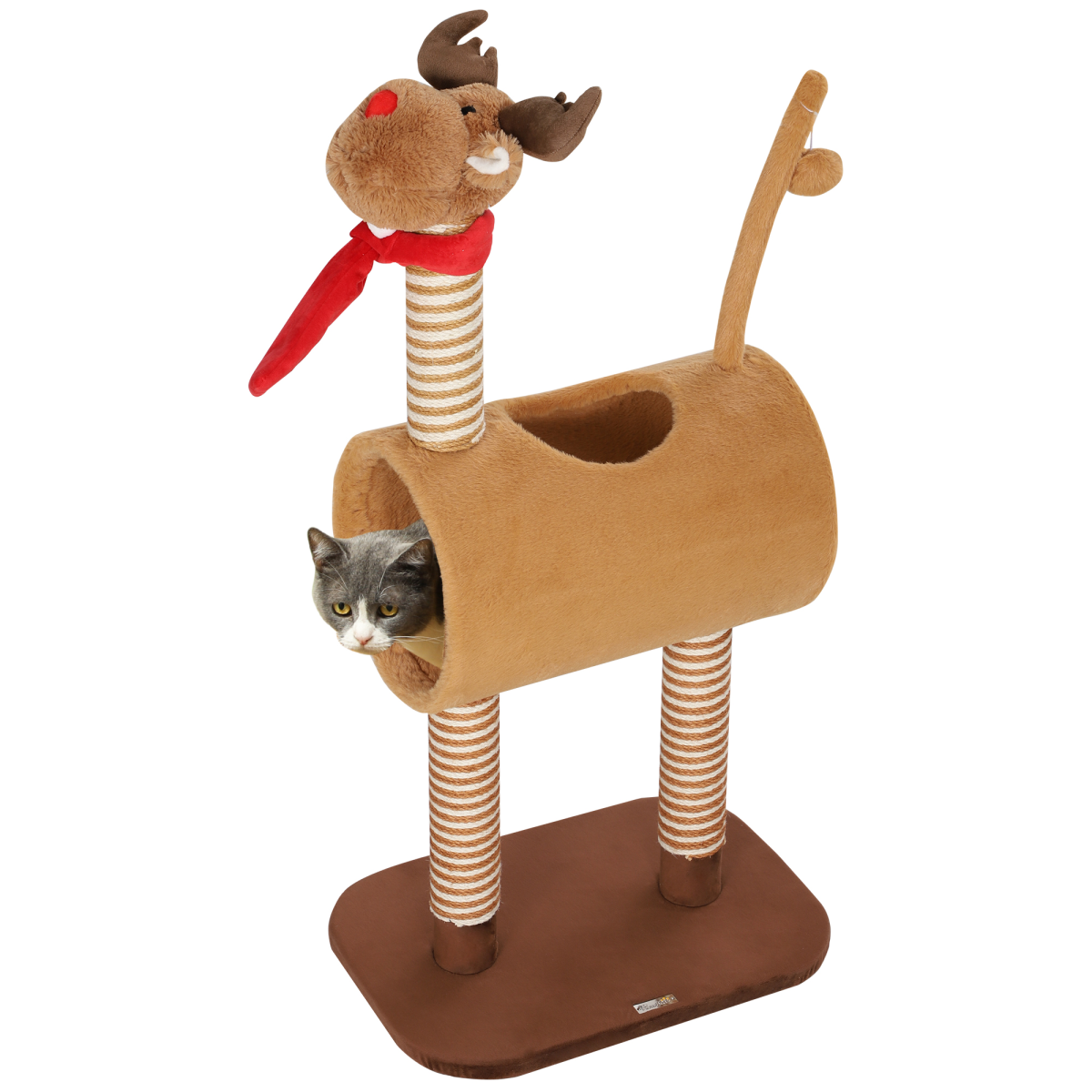 PawHut Cat Tree, 98cm Deer Themed Cat Tower for Indoor Cats and Kittens