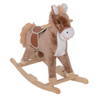 HOMCOM Kids Rocking Horse Wooden Plush Age 3 Children Ride On Toy Rocker Baby