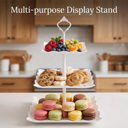 3PCS 3 Tier Cake Stand Afternoon Tea Wedding Plates Party Embossed Tableware