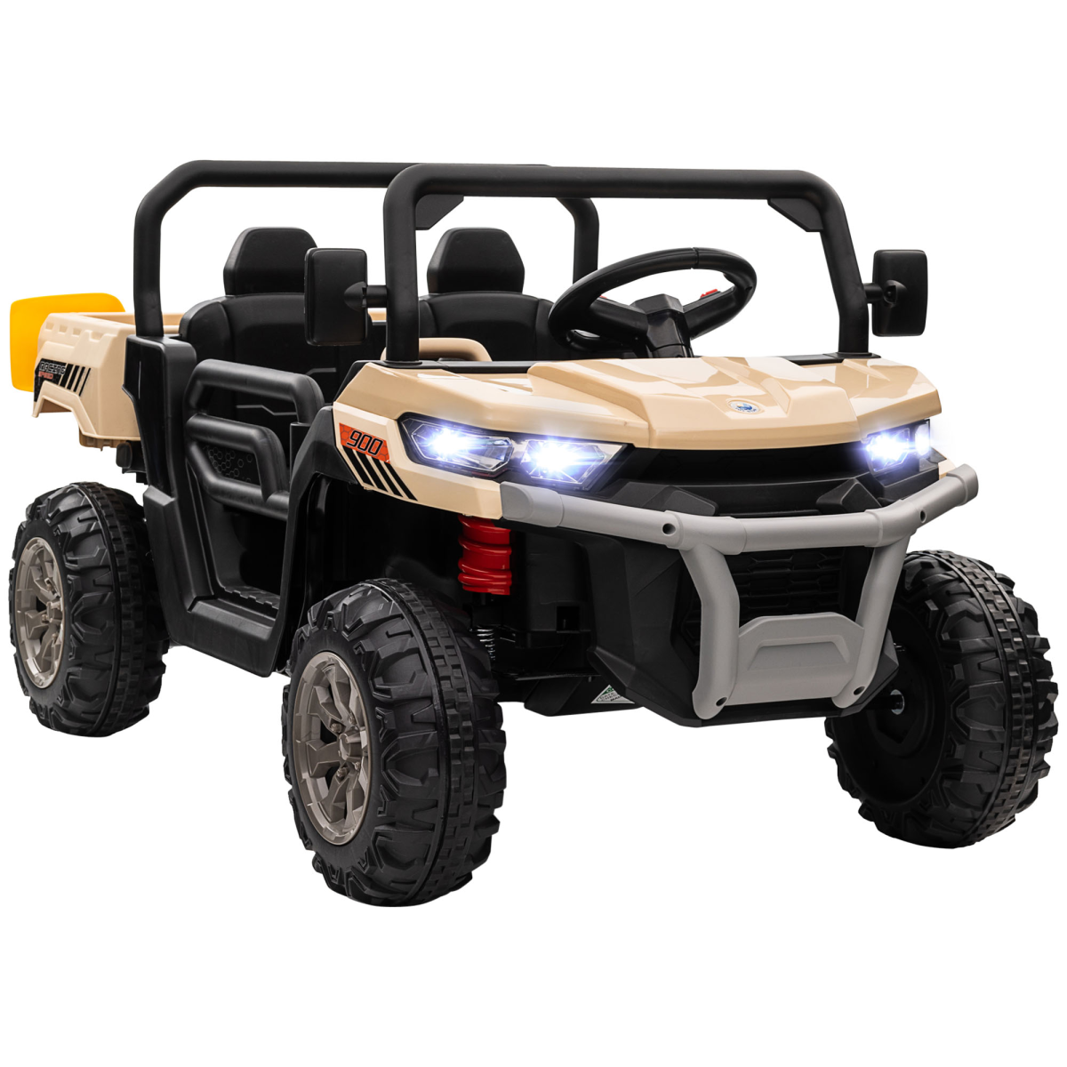 cortex-london-windsor-two-seater-kids-electric-truck-with-parental-remote-yellow