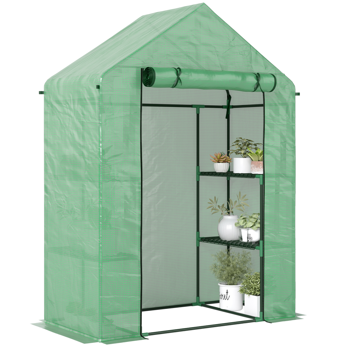 cortex-london-walkin-greenhouse-green-pe-cover-two-tier-shelves