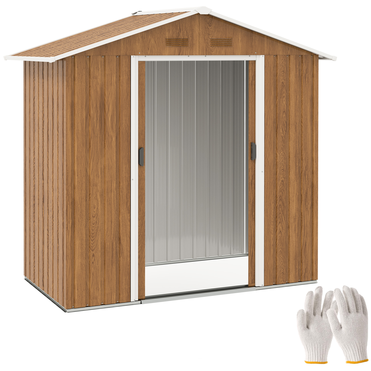cortex-london-york-metal-garden-shed-brown-wood-effect