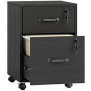 HOMCOM Rolling File Cabinet with 2 Drawers, Mobile Filing Cabinet with Hanging File Folder for Letter Sized Documents, Black