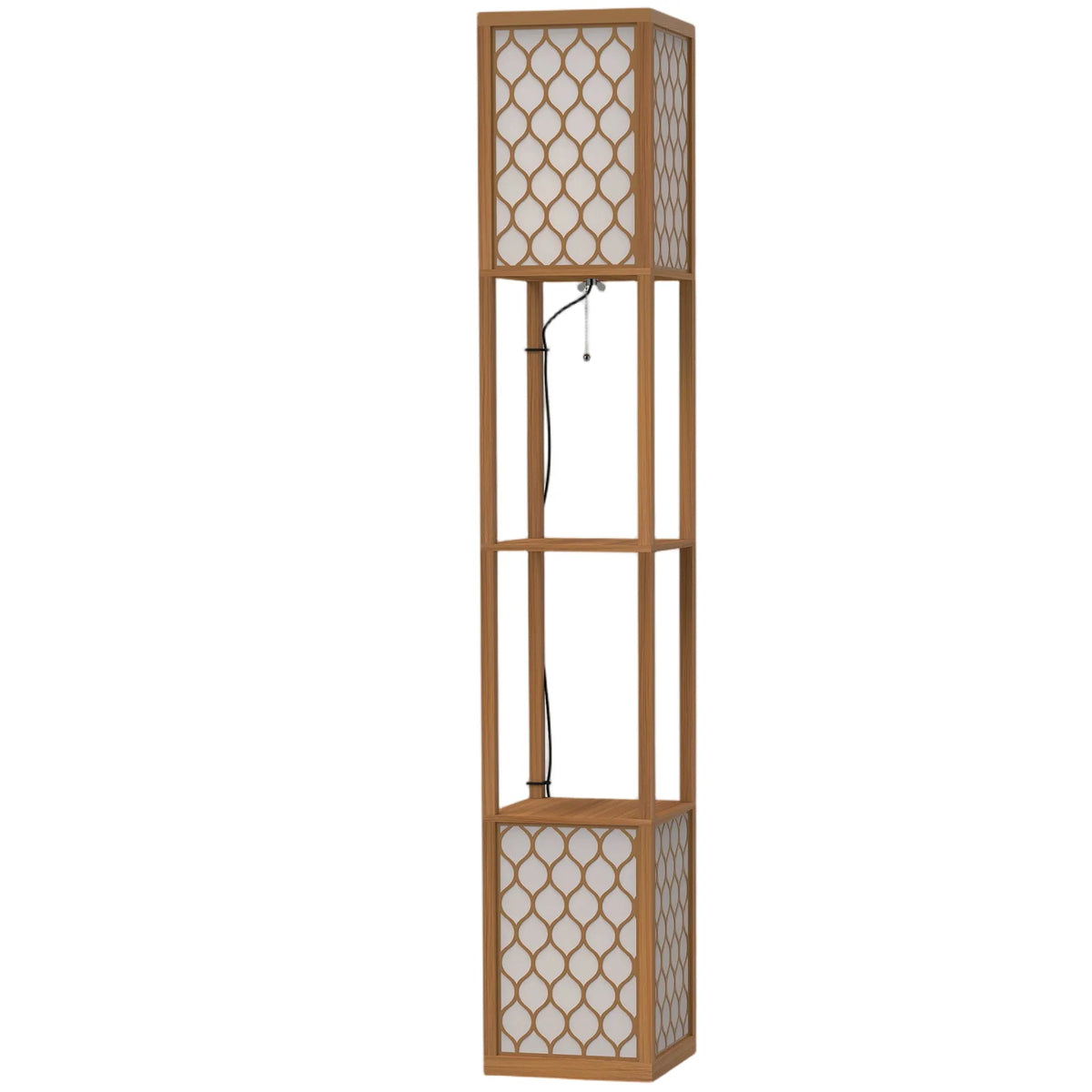 HOMCOM Duo Light Floor Shelves - Natural Wood Finish