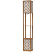 HOMCOM Duo Light Floor Shelves - Natural Wood Finish