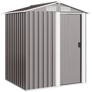 Outsunny Garden Metal Tool Storage Shed with Sliding Door, Sloped Roof and Foundation Kit, 152 x 132 x 188cm, Grey
