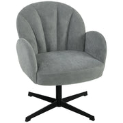HOMCOM Swivel Accent Chair, Shell-Shaped Armchair with Spring Cushion, Metal Base, Grey