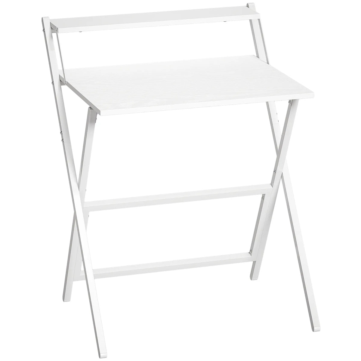 HOMCOM 70 cm Folding Computer Desk with Monitor Shelf - White
