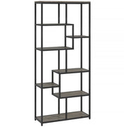 HOMCOM Seven-Tier Geometric Bookcase - Grey/Black