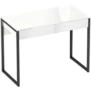 HOMCOM High Gloss Work Table, with Drawers - White