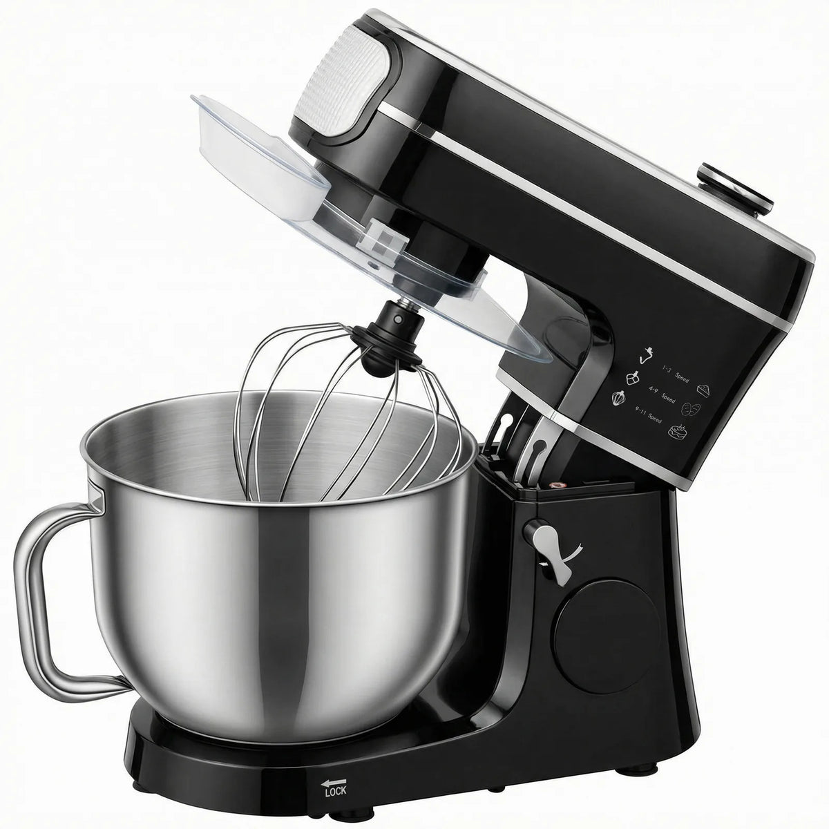 HOMCOM Stand Mixer, 6L 1400W Tilt-Head Food Mixer with 11 Speeds, Pulse & Fermentation Function, LED Display, Black