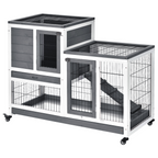 Wooden Rabbit Hutch Bunny Guinea Pigs House Cage Wheels Indoor 110 x 50 x 86cm