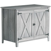 Outsunny Wooden Garden Shed, Outdoor Fir Wood Storage Shed with Shelf and Double Doors, Light Grey