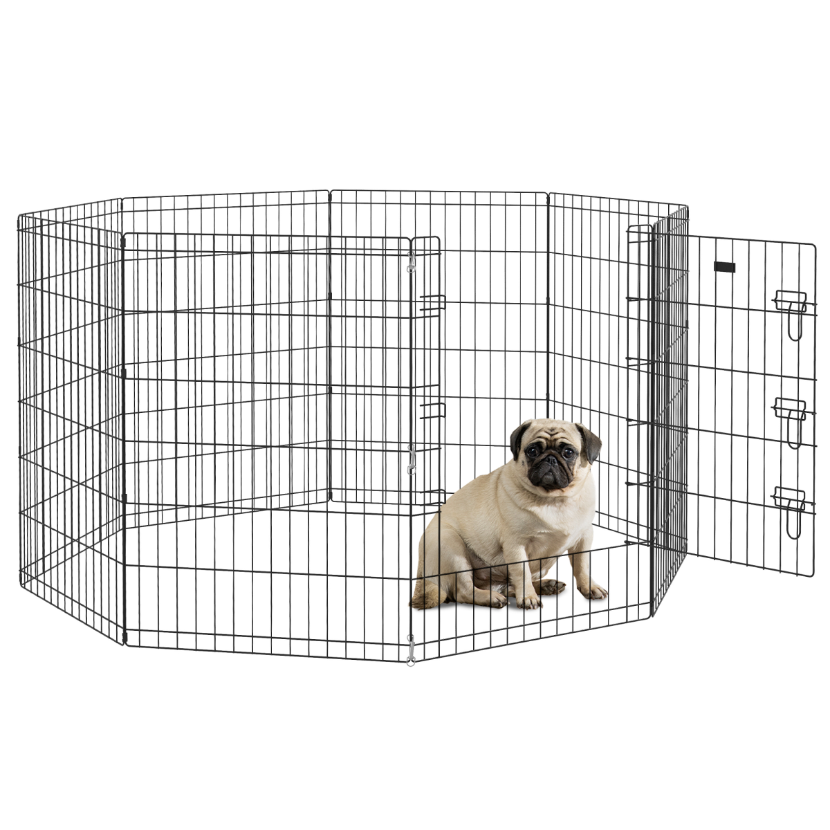 cortex-london-windsor-8-panel-metal-dog-pen-with-door-black-91cm