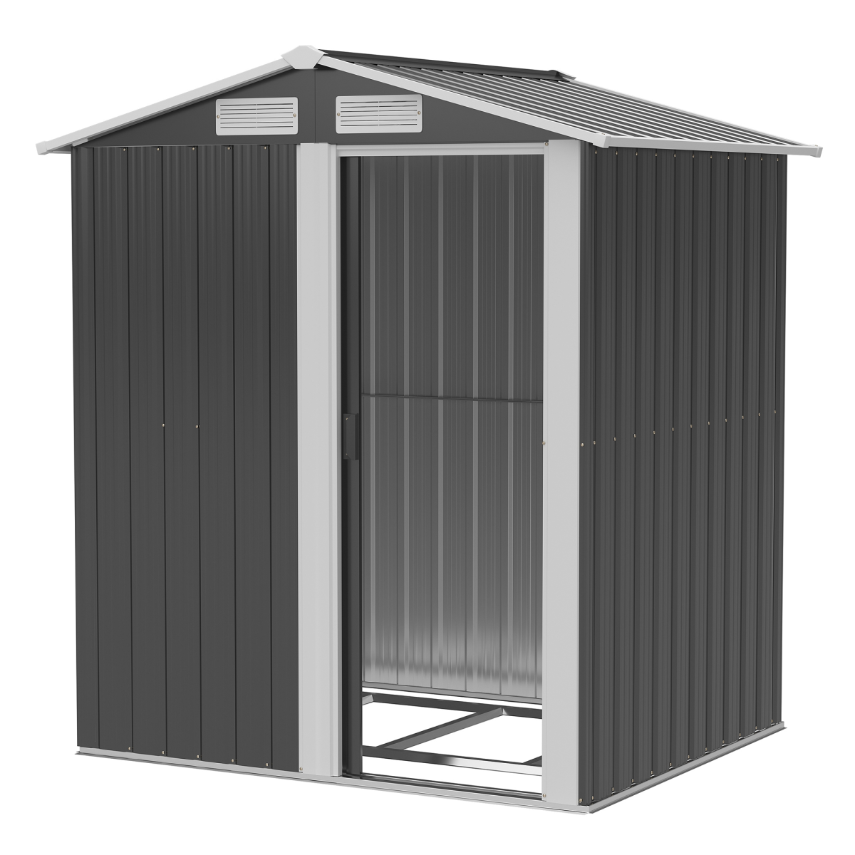 cortex-london-windsor-grey-metal-garden-storage-shed-sliding-door-sloped-roof-four-vents
